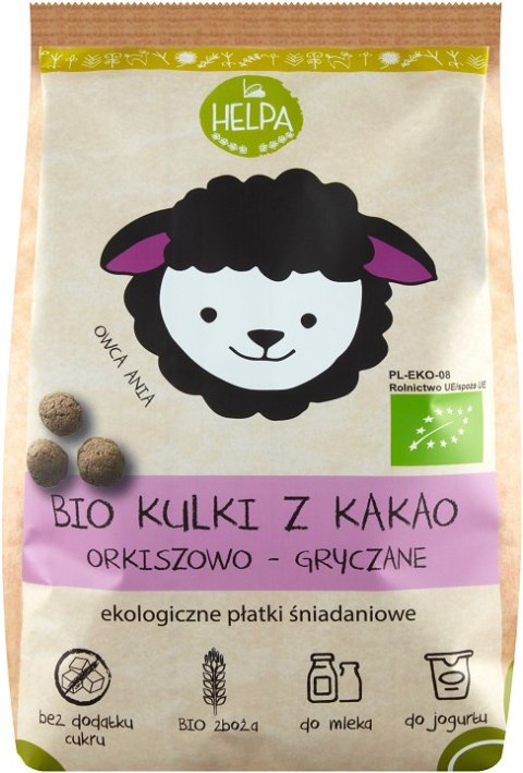 KULKI ORKISZOWO - GRYCZANE Z KAKAO BEZ DODATKU CUKRÓW BIO 160 g - HELPA KULKI ORKISZOWO - GRYCZANE Z KAKAO BEZ DODATKU CUKRÓW BIO 160 g - HELPA
