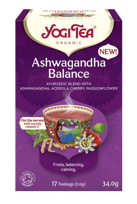 HERBATKA AJURWEDYJSKA RÓWNOWAGA Z ASHWAGANDHĄ (ASHWAGANDHA BALANCE) BIO (17 x 2 g) 34 g - YOGI TEA HERBATKA AJURWEDYJSKA RÓWNOWAGA Z ASHWAGANDHĄ (ASHWAGANDHA BALANCE) BIO (17 x 2 g) 34 g - YOGI TEA