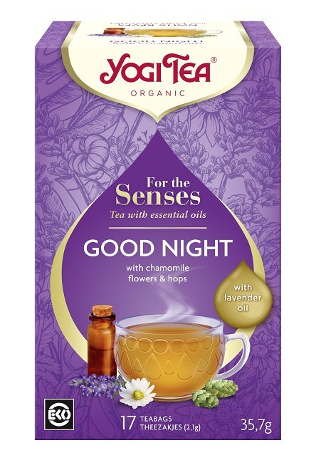 HERBATKA DLA ZMYSŁÓW NA DOBRANOC Z OLEJKIEM LAWENDOWYM (FOR THE SENSES GOOD NIGHT) BIO (17 x 2,1 g) 35,7 g - YOGI TEA HERBATKA DLA ZMYSŁÓW NA DOBRANOC Z OLEJKIEM LAWENDOWYM (FOR THE SENSES GOOD NIGHT) BIO (17 x 2,1 g) 35,7 g - YOGI TEA