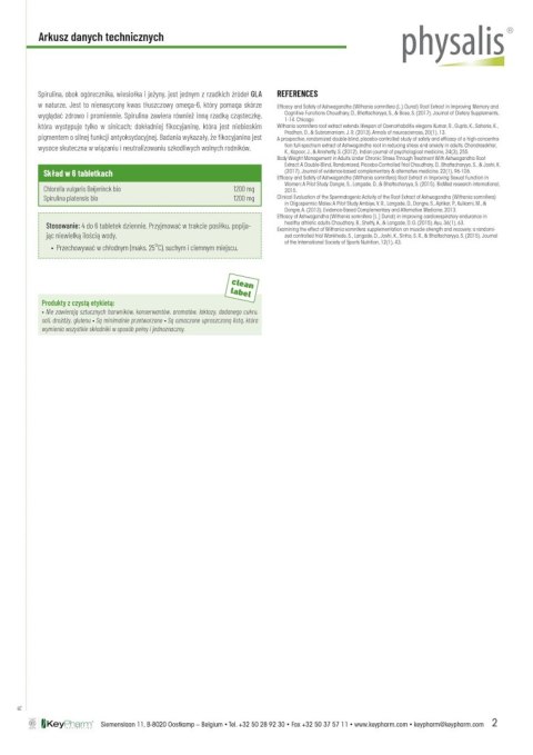 CHLORELLA + SPIRULINA BIO 200 TABLETEK - PHYSALIS CHLORELLA + SPIRULINA BIO 200 TABLETEK - PHYSALIS