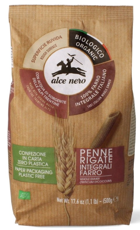 MAKARON (Z PŁASKURKI RAZOWY) PENNE BIO 500 g - ALCE NERO MAKARON (Z PŁASKURKI RAZOWY) PENNE BIO 500 g - ALCE NERO