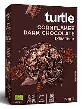 PŁATKI KUKURYDZIANE W POLEWIE Z CIEMNEJ CZEKOLADY BEZGLUTENOWE BIO 250 g - TURTLE PŁATKI KUKURYDZIANE W POLEWIE Z CIEMNEJ CZEKOLADY BEZGLUTENOWE BIO 250 g - TURTLE