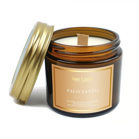 ŚWIECA SOJOWA ZAPACHOWA Z DREWNIANYM KNOTEM PALO SANTO 120 ml - YOUR CANDLE ŚWIECA SOJOWA ZAPACHOWA Z DREWNIANYM KNOTEM PALO SANTO 120 ml - YOUR CANDLE