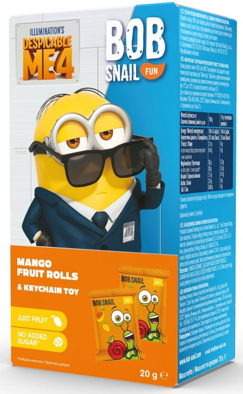 PRZEKĄSKA EAT & PLAY MANGO Z BRELOKIEM MINIONKI BEZGLUTENOWA 20 g - BOB SNAIL PRZEKĄSKA EAT & PLAY MANGO Z BRELOKIEM MINIONKI BEZGLUTENOWA 20 g - BOB SNAIL