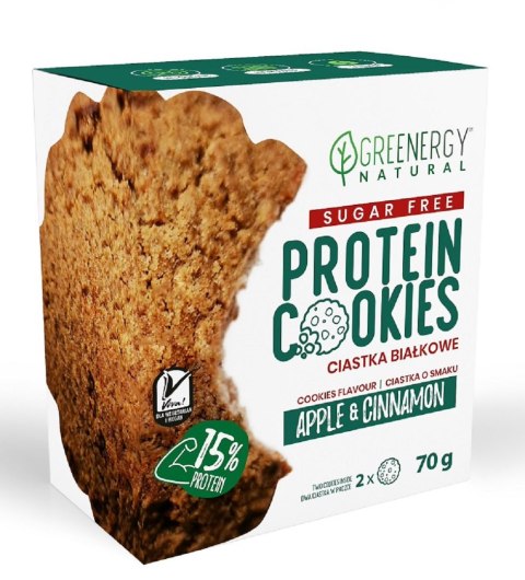 CIASTKA PROTEINOWE JABŁKO - CYNAMON BEZ CUKRU (2 x 35 g) 70 g - GREENERGY CIASTKA PROTEINOWE JABŁKO - CYNAMON BEZ CUKRU (2 x 35 g) 70 g - GREENERGY