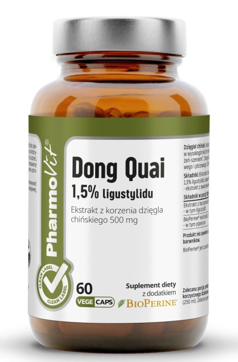 DZIĘGIEL CHIŃSKI (DONG QUAI) EKSTRAKT (500 mg) BEZGLUTENOWY 60 KAPSUŁEK - PHARMOVIT (CLEAN LABEL) DZIĘGIEL CHIŃSKI (DONG QUAI) EKSTRAKT (500 mg) BEZGLUTENOWY 60 KAPSUŁEK - PHARMOVIT (CLEAN LABEL)