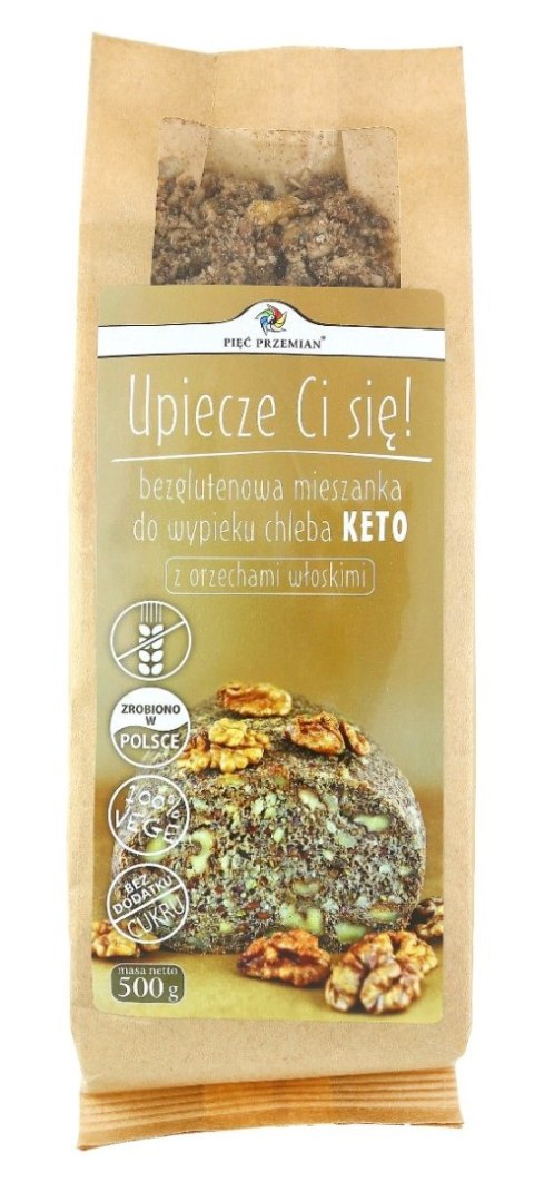 MIESZANKA DO WYPIEKU CHLEBA Z ORZECHAMI WŁOSKIMI BEZ DODATKU CUKRÓW BEZGLUTENOWA KETO 500 g - PIĘĆ PRZEMIAN MIESZANKA DO WYPIEKU CHLEBA Z ORZECHAMI WŁOSKIMI BEZ DODATKU CUKRÓW BEZGLUTENOWA KETO 500 g - PIĘĆ PRZEMIAN