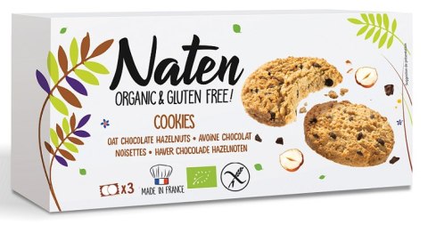 CIASTKA OWSIANE Z CZEKOLADĄ I ORZECHAMI LASKOWYMI BEZGLUTENOWE BIO 120 g - NATEN CIASTKA OWSIANE Z CZEKOLADĄ I ORZECHAMI LASKOWYMI BEZGLUTENOWE BIO 120 g - NATEN