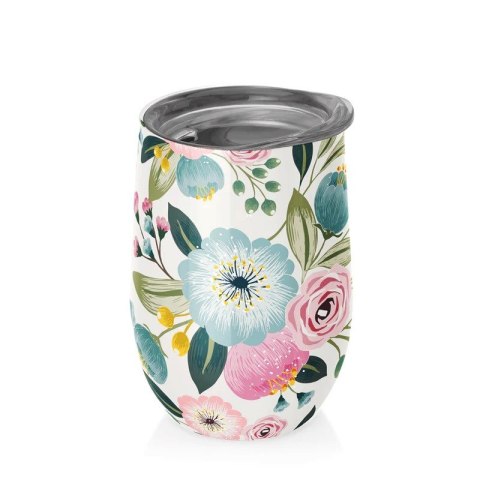 KUBEK ZE STALI NIERDZEWNEJ Z POKRYWKĄ PASTELOWE KWIATY 420 ml - CHIC-MIC KUBEK ZE STALI NIERDZEWNEJ Z POKRYWKĄ PASTELOWE KWIATY 420 ml - CHIC-MIC