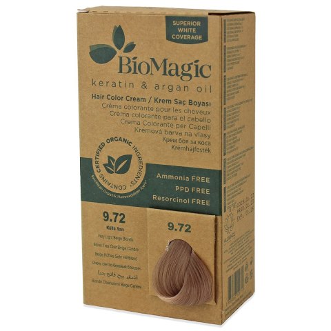 FARBA DO WŁOSÓW BARDZO JASNY BEŻOWY BLOND (9.72) 250 g - BIOMAGIC FARBA DO WŁOSÓW BARDZO JASNY BEŻOWY BLOND (9.72) 250 g - BIOMAGIC