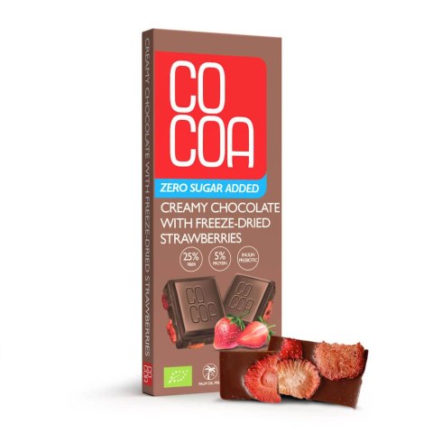 CZEKOLADA CREAMY Z TRUSKAWKAMI BEZ DODATKU CUKRÓW BIO 40 g - COCOA CZEKOLADA CREAMY Z TRUSKAWKAMI BEZ DODATKU CUKRÓW BIO 40 g - COCOA