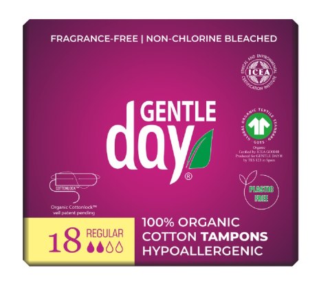 TAMPONY ZE 100 % BAWEŁNY EKOLOGICZNEJ - REGULAR 18 szt. - GENTLE DAY TAMPONY ZE 100 % BAWEŁNY EKOLOGICZNEJ - REGULAR 18 szt. - GENTLE DAY