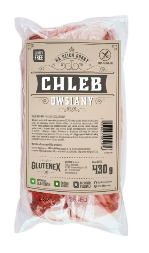 CHLEB OWSIANY KROJONY BEZGLUTENOWY 430 g - GLUTENEX CHLEB OWSIANY KROJONY BEZGLUTENOWY 430 g - GLUTENEX
