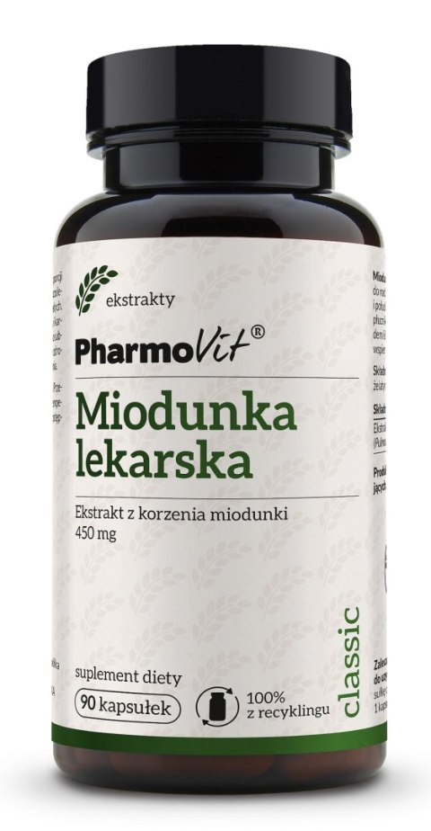 MIODUNKA LEKARSKA EKSTRAKT (450 mg) BEZGLUTENOWY 90 KAPSUŁEK - PHARMOVIT (CLASSIC) MIODUNKA LEKARSKA EKSTRAKT (450 mg) BEZGLUTENOWY 90 KAPSUŁEK - PHARMOVIT (CLASSIC)