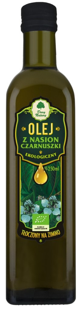 OLEJ Z CZARNUSZKI TŁOCZONY NA ZIMNO BIO 250 ml - DARY NATURY OLEJ Z CZARNUSZKI TŁOCZONY NA ZIMNO BIO 250 ml - DARY NATURY