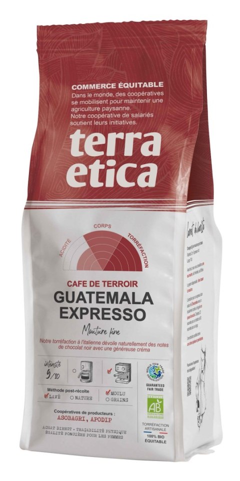 KAWA MIELONA ARABICA 100 % ESPRESSO GWATEMALA FAIR TRADE BIO 250 g - TERRA ETICA KAWA MIELONA ARABICA 100 % ESPRESSO GWATEMALA FAIR TRADE BIO 250 g - TERRA ETICA