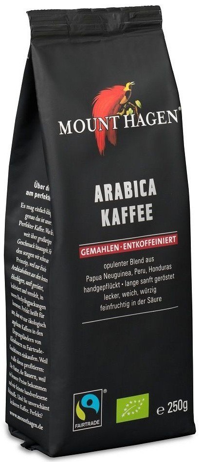 KAWA MIELONA BEZKOFEINOWA ARABICA 100 % FAIR TRADE BIO 250 g - MOUNT HAGEN KAWA MIELONA BEZKOFEINOWA ARABICA 100 % FAIR TRADE BIO 250 g - MOUNT HAGEN