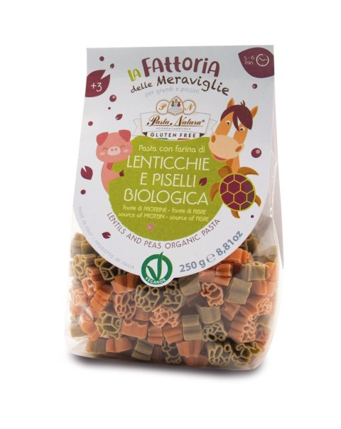 MAKARON (Z SOCZEWICY I GROSZKU) DLA DZIECI ZWIERZĘTA FARMA BEZGLUTENOWY BIO 250 g - PASTA NATURA MAKARON (Z SOCZEWICY I GROSZKU) DLA DZIECI ZWIERZĘTA FARMA BEZGLUTENOWY BIO 250 g - PASTA NATURA
