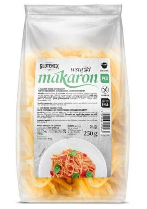 MAKARON WSTĄŻKI NISKOBIAŁKOWY BEZGLUTENOWY 250 g - GLUTENEX MAKARON WSTĄŻKI NISKOBIAŁKOWY BEZGLUTENOWY 250 g - GLUTENEX