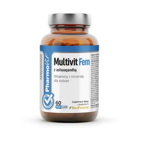MULTIWITAMINA (MULTIVIT FEM Z Z ASHWAGANDHĄ) DLA KOBIET BEZGLUTENOWA 60 KAPSUŁEK - PHARMOVIT (CLEAN LABEL)