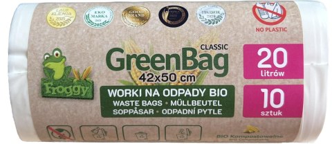 WORKI NA ODPADY BIO I ZMIESZANE (KOMPOSTOWALNE I BIODEGRADOWALNE) 20 L 10 szt - FROGGY (GREENBAG) WORKI NA ODPADY BIO I ZMIESZANE (KOMPOSTOWALNE I BIODEGRADOWALNE) 20 L 10 szt - FROGGY (GREENBAG)