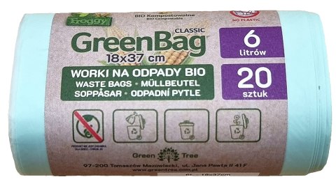 WORKI NA ODPADY BIO I ZMIESZANE (KOMPOSTOWALNE I BIODEGRADOWALNE) 6 L 20 szt - FROGGY (GREENBAG) WORKI NA ODPADY BIO I ZMIESZANE (KOMPOSTOWALNE I BIODEGRADOWALNE) 6 L 20 szt - FROGGY (GREENBAG)