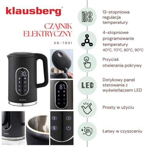 CZAJNIK ELEKTRYCZNY 1,7L KLAUSBERG KB-7891 LED REGULACJA TEMPERATURY CZAJNIK ELEKTRYCZNY 1,7L KLAUSBERG KB-7891 LED REGULACJA TEMPERATURY