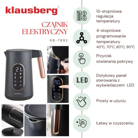CZAJNIK ELEKTRYCZNY 1,7L KLAUSBERG KB-7892 LED REGULACJA TEMPERATURY CZAJNIK ELEKTRYCZNY 1,7L KLAUSBERG KB-7892 LED REGULACJA TEMPERATURY