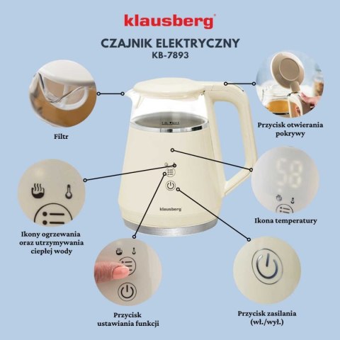 CZAJNIK ELEKTRYCZNY 1L KLAUSBERG KB-7893 LED REGULACJA TEMPERATURY CZAJNIK ELEKTRYCZNY 1L KLAUSBERG KB-7893 LED REGULACJA TEMPERATURY