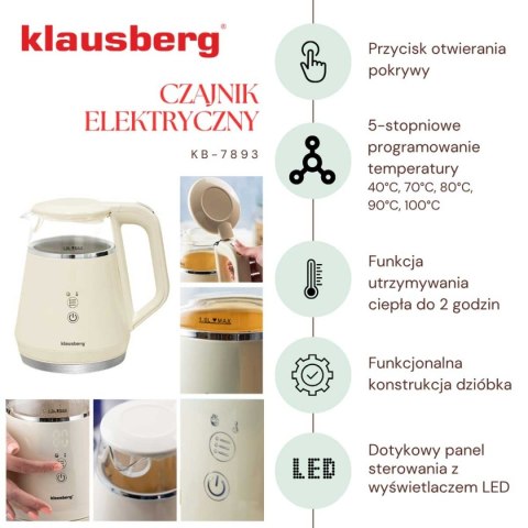 CZAJNIK ELEKTRYCZNY 1L KLAUSBERG KB-7893 LED REGULACJA TEMPERATURY CZAJNIK ELEKTRYCZNY 1L KLAUSBERG KB-7893 LED REGULACJA TEMPERATURY