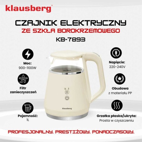 CZAJNIK ELEKTRYCZNY 1L KLAUSBERG KB-7893 LED REGULACJA TEMPERATURY CZAJNIK ELEKTRYCZNY 1L KLAUSBERG KB-7893 LED REGULACJA TEMPERATURY