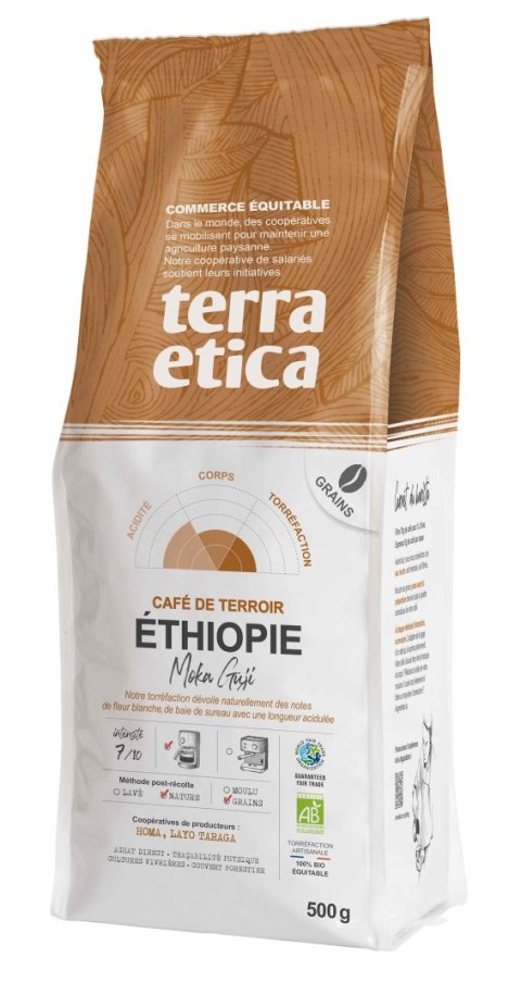 KAWA ZIARNISTA ARABICA 100 % MOKA GUJI ETIOPIA FAIR TRADE BIO 500 g - TERRA ETICA KAWA ZIARNISTA ARABICA 100 % MOKA GUJI ETIOPIA FAIR TRADE BIO 500 g - TERRA ETICA