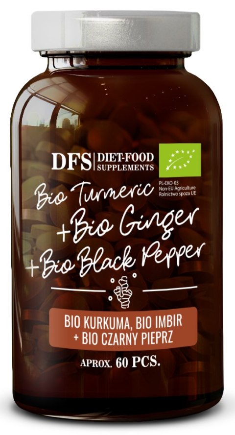 KURKUMA - IMBIR - PIPERYNA BIO 60 TABLETEK - DIET-FOOD