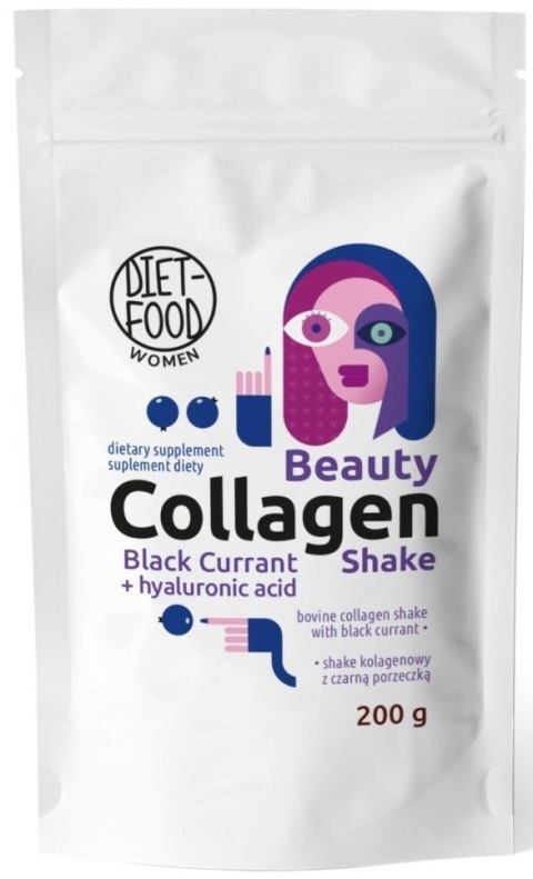 SHAKE KOLAGENOWY Z KWASEM HIALURONOWYM I CZARNĄ PORZECZKĄ 200 g - DIET-FOOD (WOMEN)