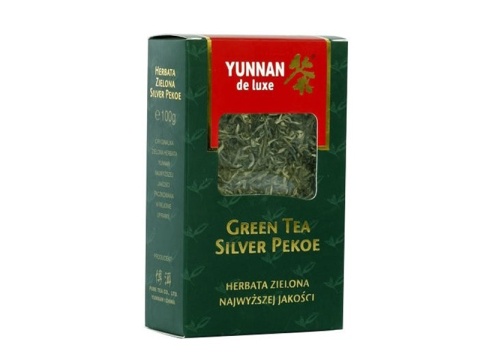 HERBATA ZIELONA LIŚCIASTA SILVER PEKOE 100G YUNNAN TEA DE LUX HERBATA ZIELONA LIŚCIASTA SILVER PEKOE 100G YUNNAN TEA DE LUX