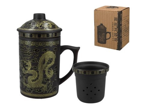 Kubek ceramiczny z sitkiem i przykrywką, zmieniający kolor.