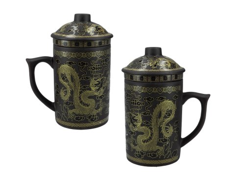 Kubek ceramiczny z sitkiem i przykrywką, zmieniający kolor.