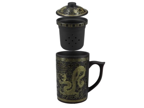 Kubek ceramiczny z sitkiem i przykrywką, zmieniający kolor.