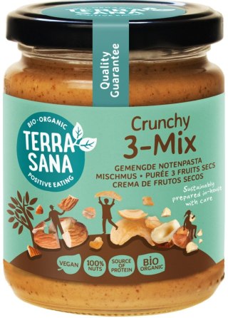 KREM ORZECHOWY CRUNCHY MIX (3 ORZECHY) BIO 250 g - TERRASANA