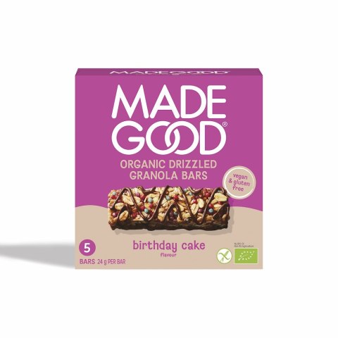 BATONIKI GRANOLA CRUNCHY SMAK TORT URODZINOWY BEZGLUTENOWE BIO (5 x 24 g) 120 g - MADEGOOD