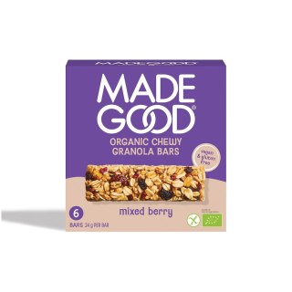 BATONIKI GRANOLA CRUNCHY Z CZERWONYMI OWOCAMI BEZGLUTENOWE BIO (6 x 24 g) 144 g - MADEGOOD