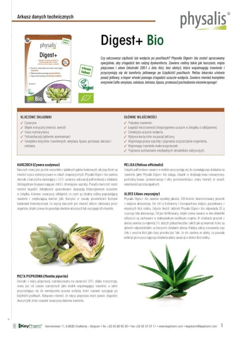TABLETKI NA WSPARCIE TRAWIENIA (DIGEST+) BIO 30 szt. - PHYSALIS