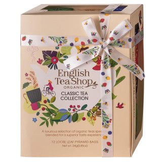 KOLEKCJA HERBAT I HERBATEK KLASYCZNYCH BIO PIRAMIDKI (CLASSIC BEŻOWE - 12 SMAKÓW) (12 x 2 g) 24 g - ENGLISH TEA SHOP ORGANIC