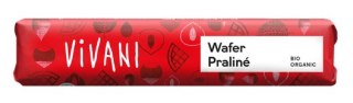 BATON MLECZNA CZEKOLADA Z NADZIENIEM PRALINOWYM Z KAWAŁKAMI WAFELKÓW BIO 40 g - VIVANI