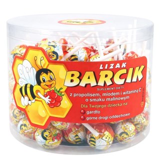 BARTPOL Lizak Barcik z propolisem, miodem i witaminą C o smaku malinowym 60szt. TUBA