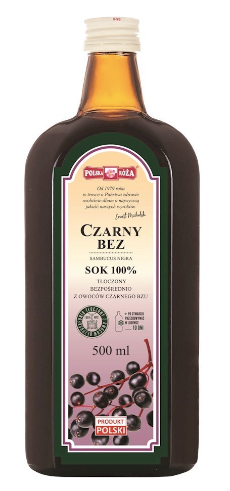 CZARNY BEZ sok 100% 500ml bez dodatku cukru POLSKA RÓŻA