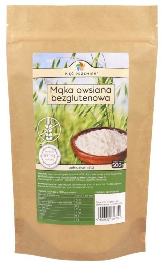 PIĘĆ PRZEMIAN Mąka owsiana bezglutenowa pełnoziarnista 500g