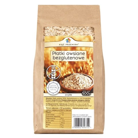PIĘĆ PRZEMIAN Płatki owsiane bezglutenowe ZWYKŁE 500g
