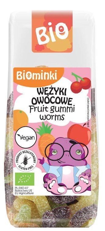 BIOMINKI Wężyki owocowe bez żelatyny bezglutenowe BIO 100g