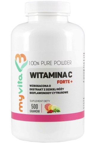 MyVita Witamina C FORTE+ proszek 500g - witamina C + bioflawonoidy + dzika róża